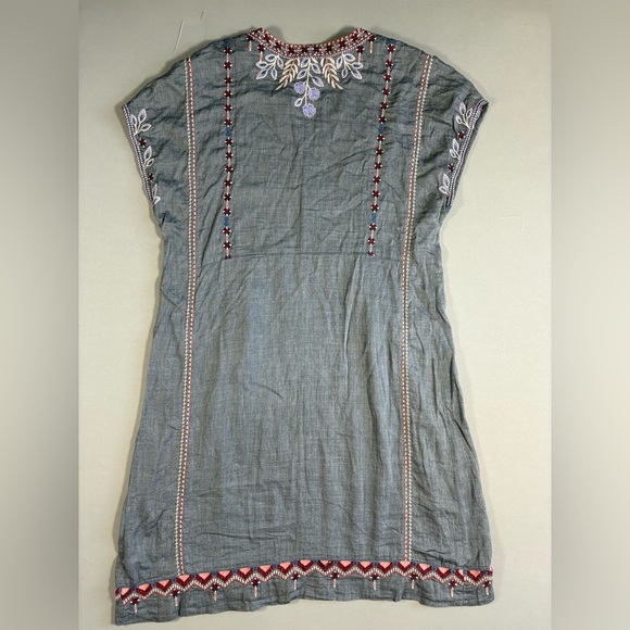 Johnny Was Women's X-Small Floral Embroidered Dress Boho Short Sleeve, V-Neck - Picture 12 of 12